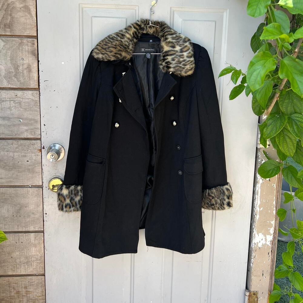 INC LEOPARD FAUX FUR COAT